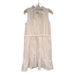 Joie Dress Womens XS White Gauzy Sleeveless Short Lined Dress Drawstring Waist